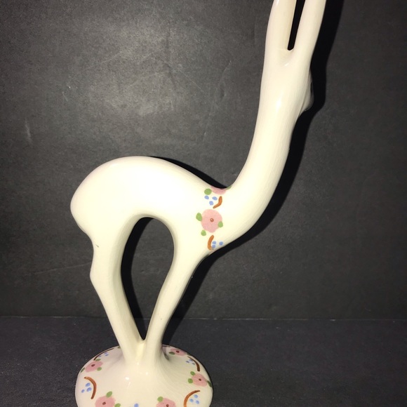 Vintage Artistic California Pottery Ceramic Deer Figurine With Flowers - Picture 3 of 12